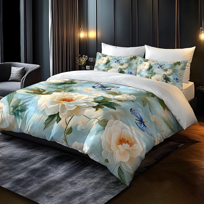TEMU 2/3pcs 2d Flat Valentine's Day Pastoral Style Multi-colored Flowers Exoticism Floral Pattern Bedding, Brushed , No Filling Fabric, Wrinkle-free,