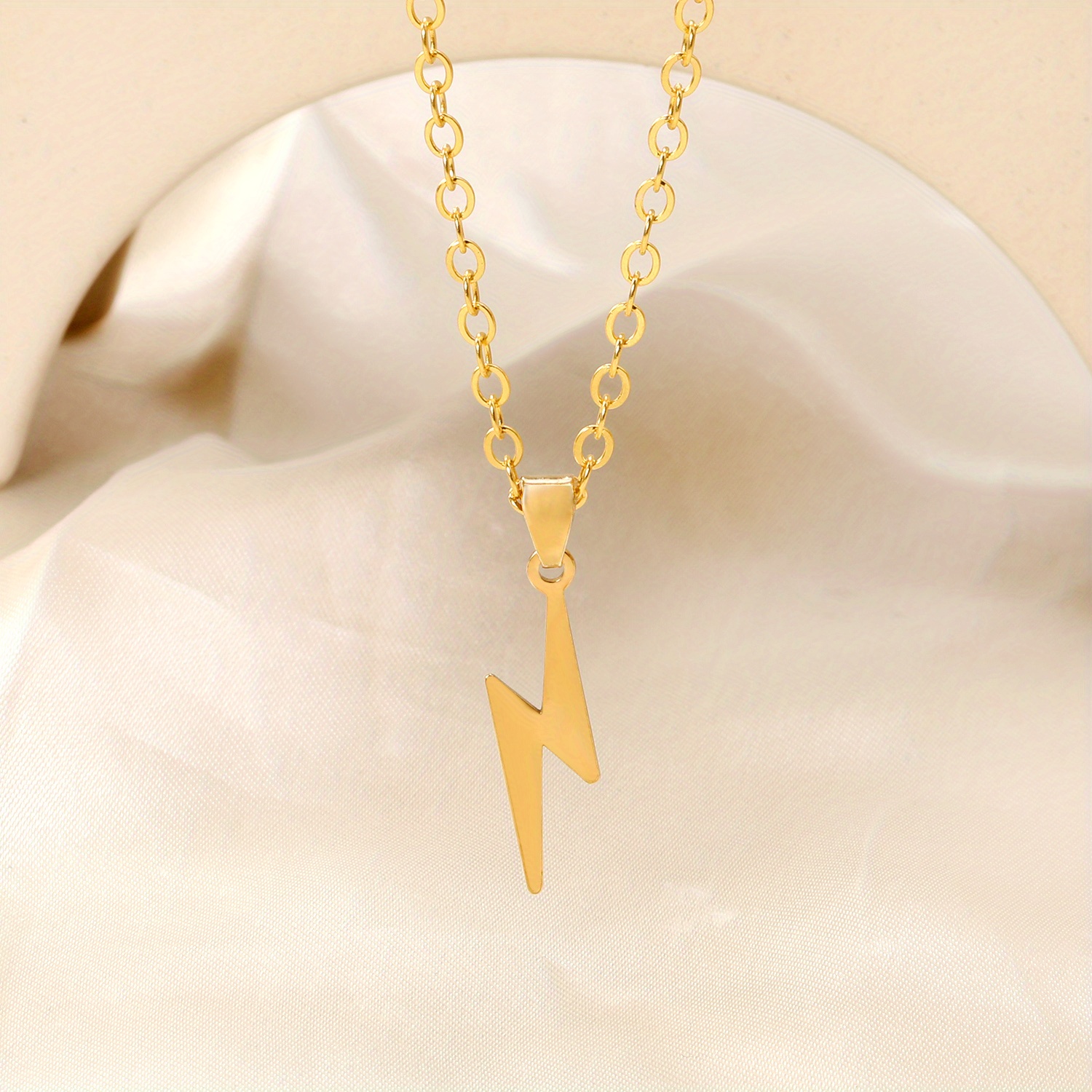 Unique Creative Golden Lightning Pendant Necklace, Unisex