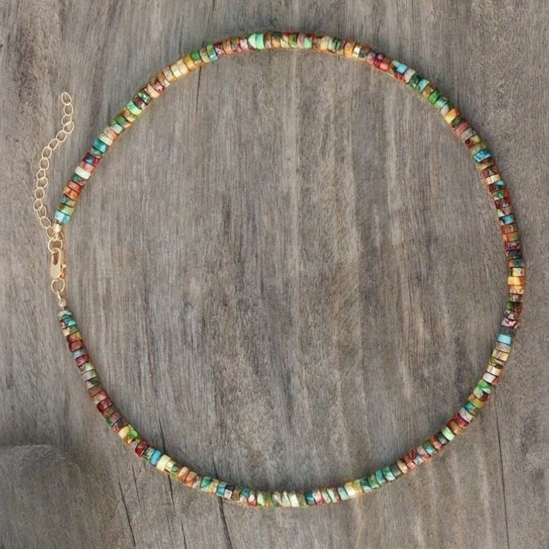 TEMU Ladies Sweet Colorful Natural Stone Beaded Necklace Fine Neck Jewelry