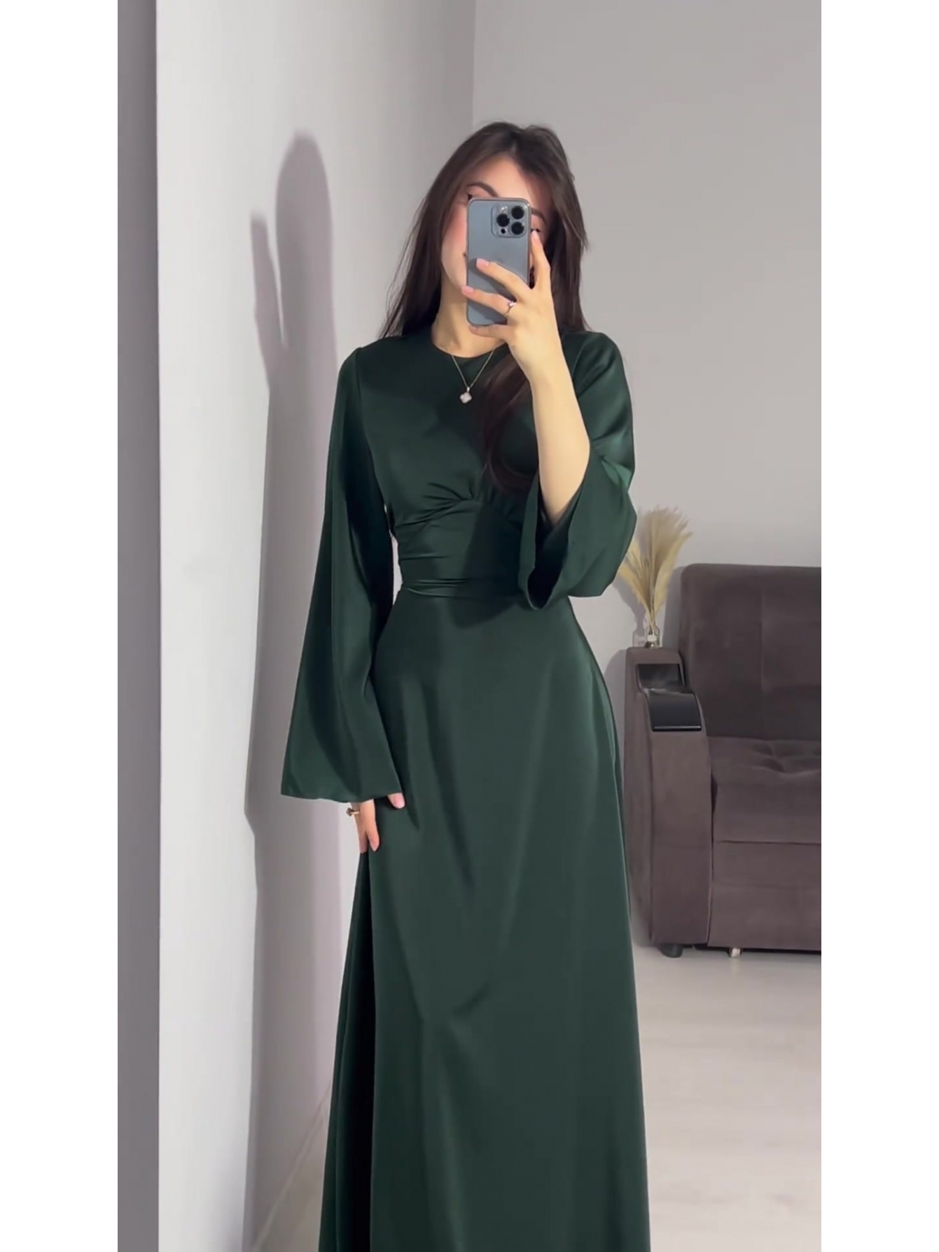 green moroccan dress Emerald Green & Gold Sequin Moroccan Kaftan S main image 1