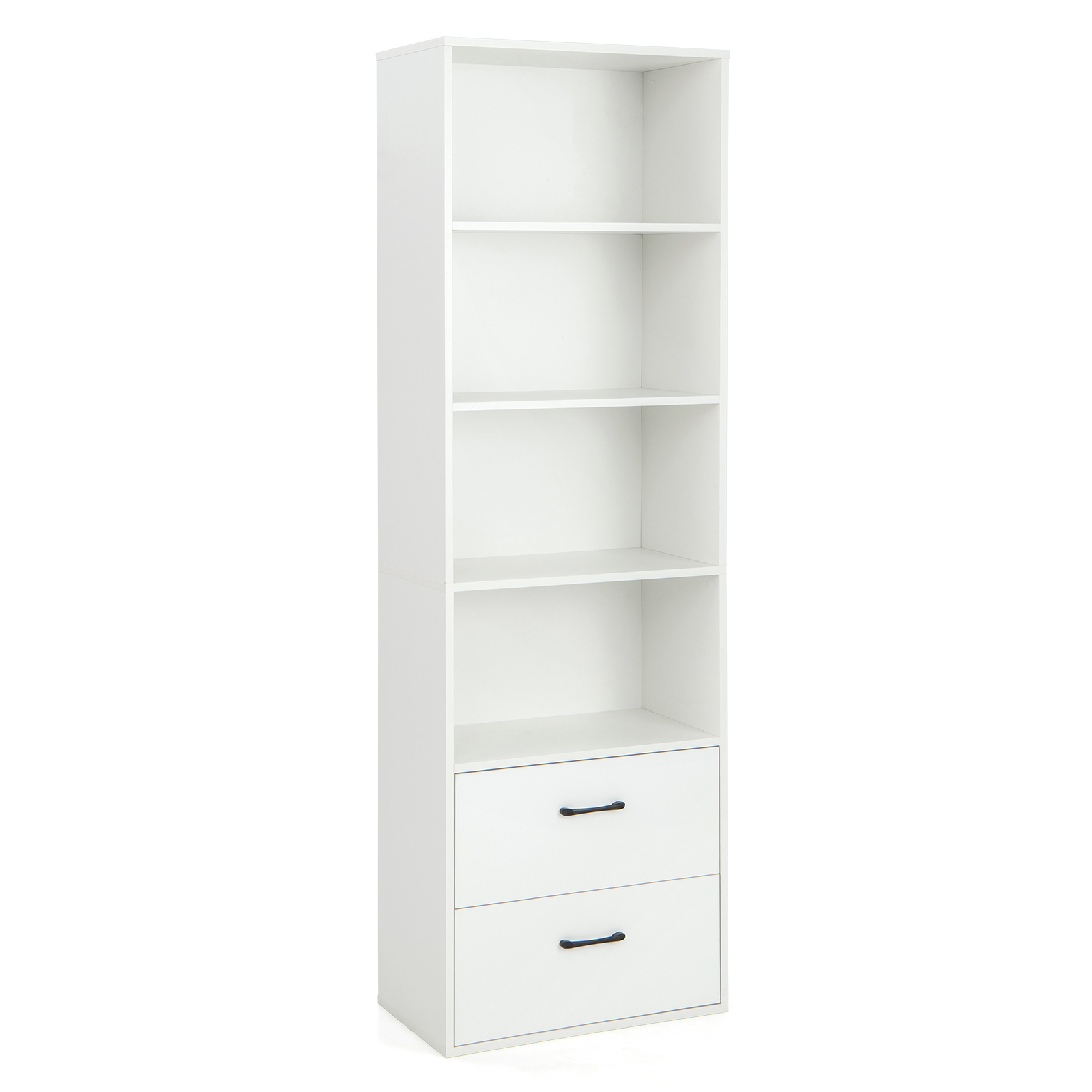TEMU 74" Tall Bookshelf, 6-tier Modern Bookcase With 4 Open Shelves & 2 Drawers, Freestanding Storage Organizer Cabinet With Anti-toppling Device For
