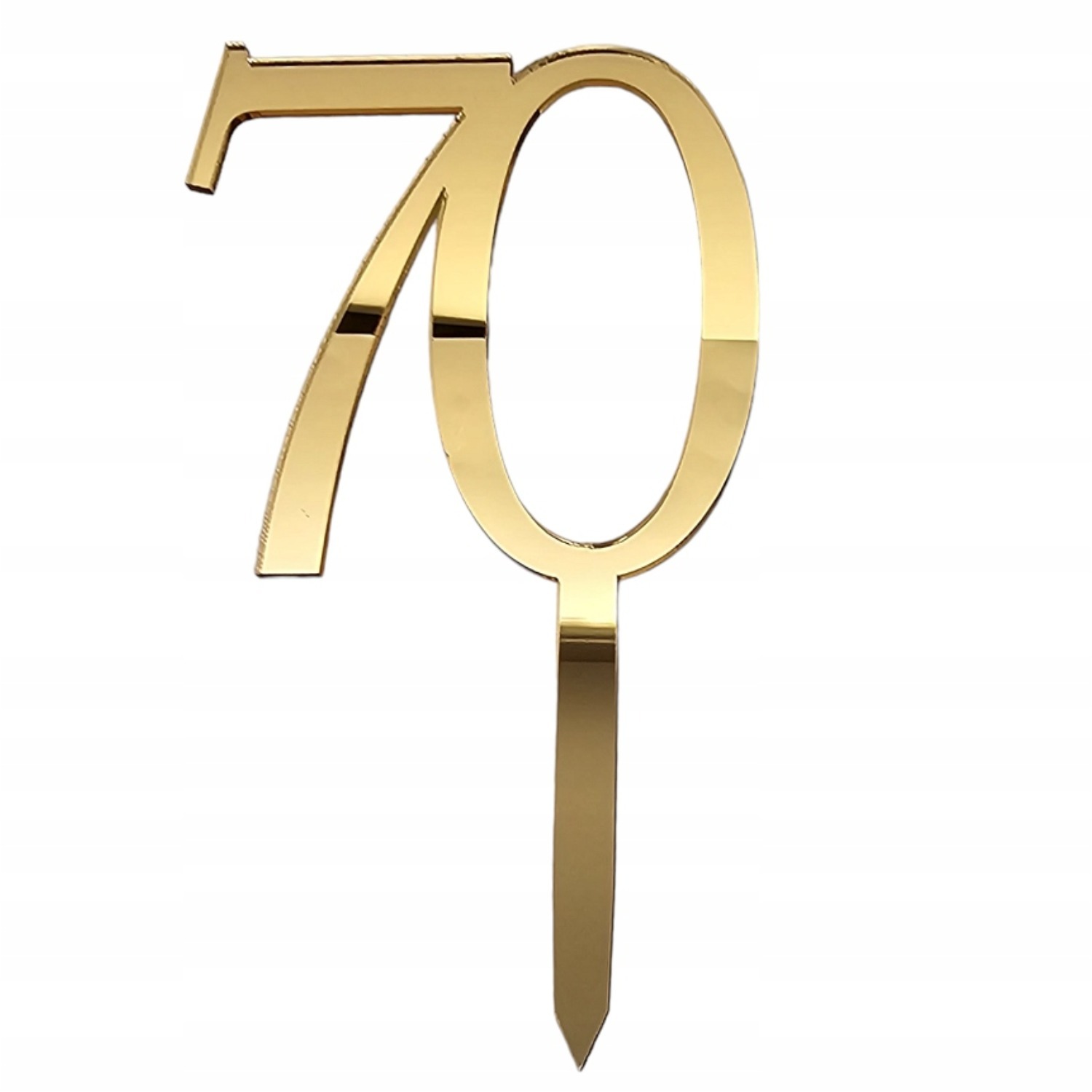 Image of 1pc Golden Acrylic Cake Topper For 70th Birthday, Anniversary & Retirement Party Decor - Reusable Elegant Cake Insert,halloween, Christmas