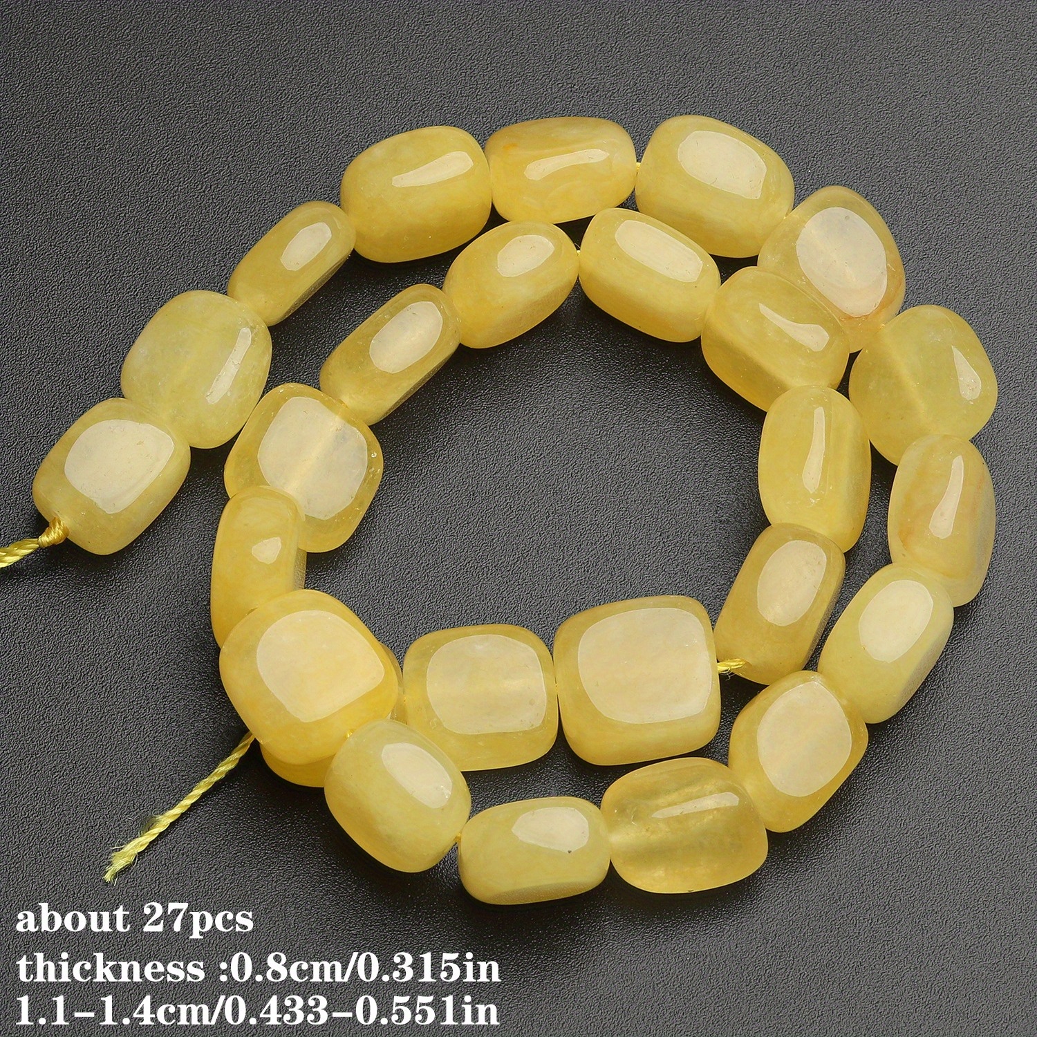TEMU Perles en naturelle et assortiments - Perles carrées jaune mesurant 11-14 mm, parfaites pour créer vos propres bijoux - Idéal pour , , breloques