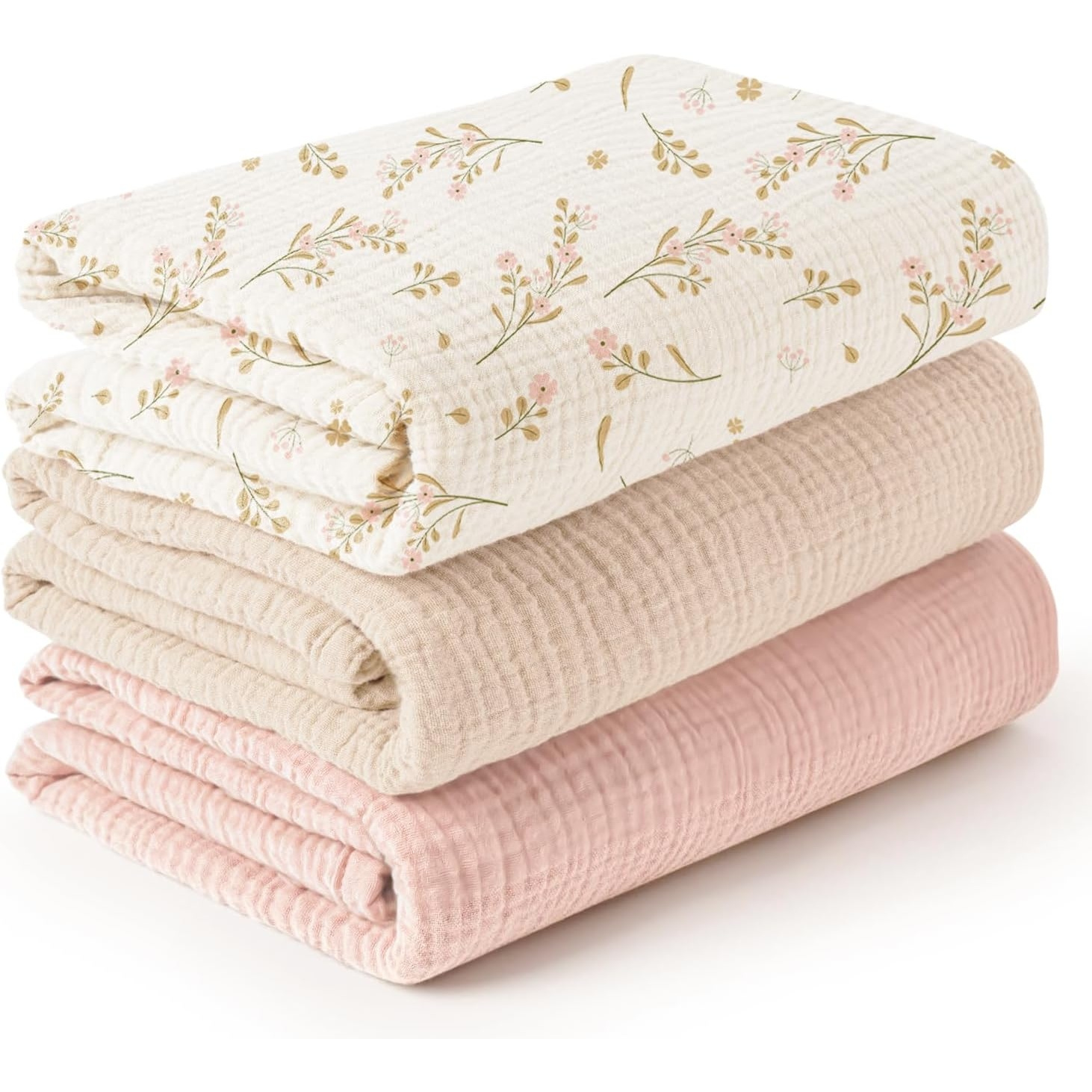 TEMU 3 Pack Muslin Swaddle Blankets For Unisex Baby - 40x40 Inches Large Newborn Receiving Blanket, Soft& Breathable For Boys& Girls - Ideal For
