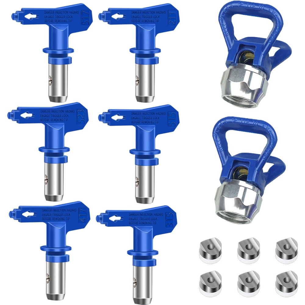 Image of 6pcs Reversible Airless Paint Sprayer Nozzle With 6 Tip Sizes (211/315/417/515/517/523), 2 Guards & 5 Filters Suitable For Wall, Ceiling, Furniture, Fence, Roof, Deck Spray Gun For Home, Paint Gun