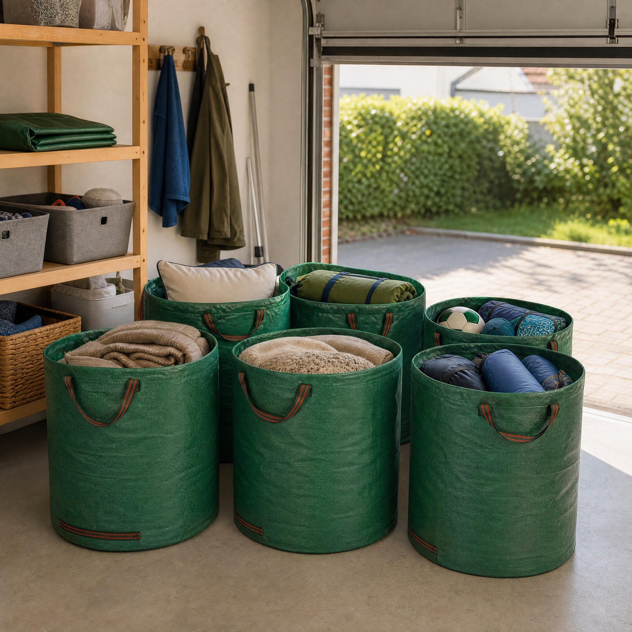 Image of 272l Garden Waste Bag With Carry Handles And Support Strip, Large Reusable Leaf Collection Bag, 67 X 76 Cm Foldable Lawn Waste Sack For Leaves Grass Clippings Weeds And Yard