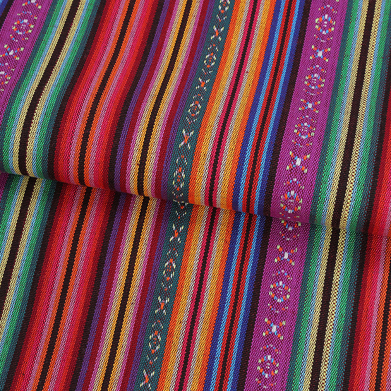 TEMU 1pc Vibrant Ethnic-inspired Jacquard Woven Fabric, Pre-cut 19.68x59inch 100% Polyester Fabric, Bohemian Style, Striped And Geometric Patterns,