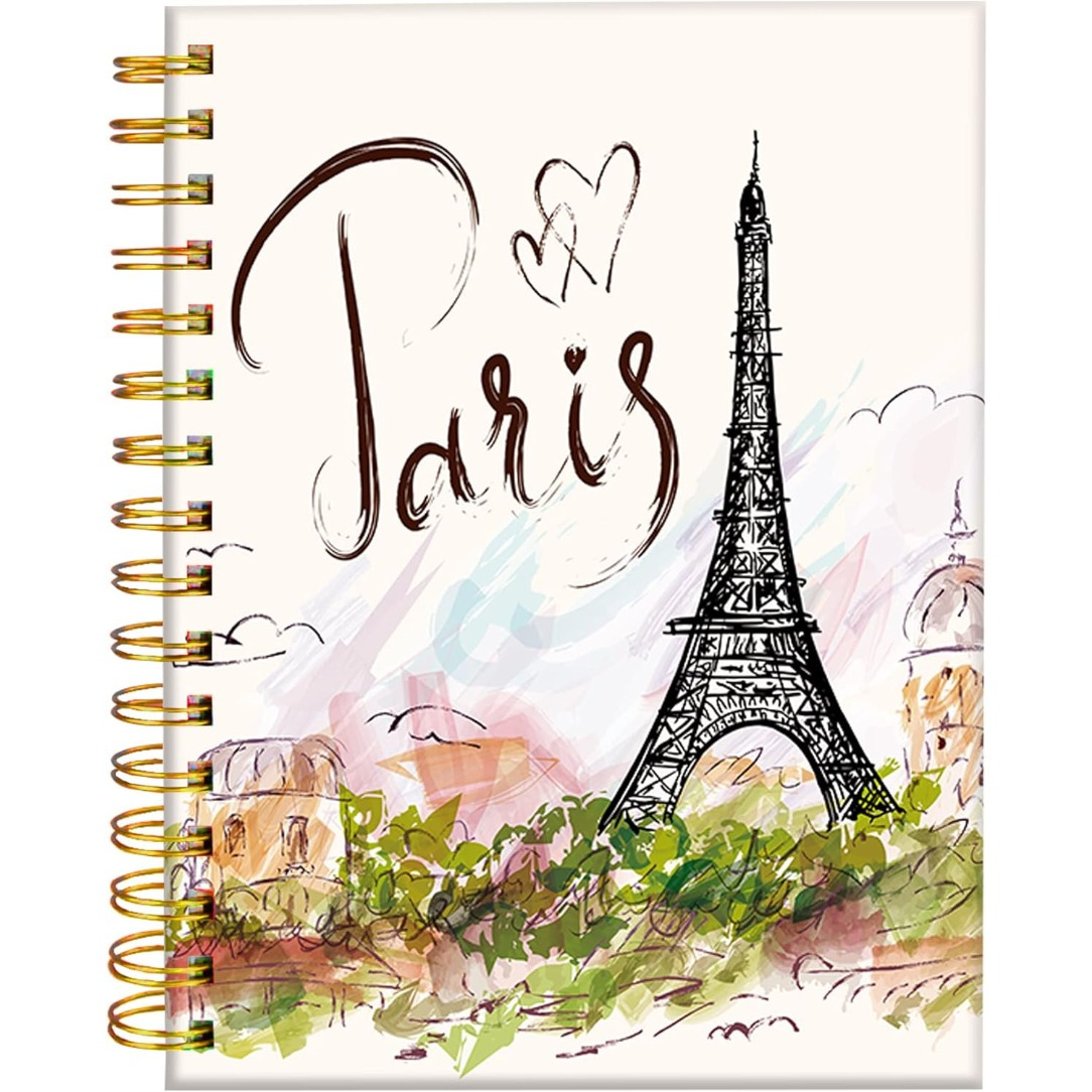 

1pc A5 With 50 Pages Spiral Journal Notebook, Strong Twin-wire Binding With For Women, College Ruled Notebook/journal, School Office Home Gifts, Paris