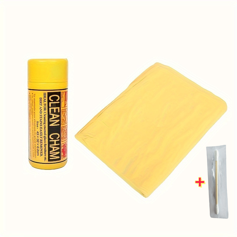 TEMU Absorbent Chamois Car Drying Towel: Quick Drying, Scratch-free, And Reusable Car Cleaning And 1pc Cleaning Rod