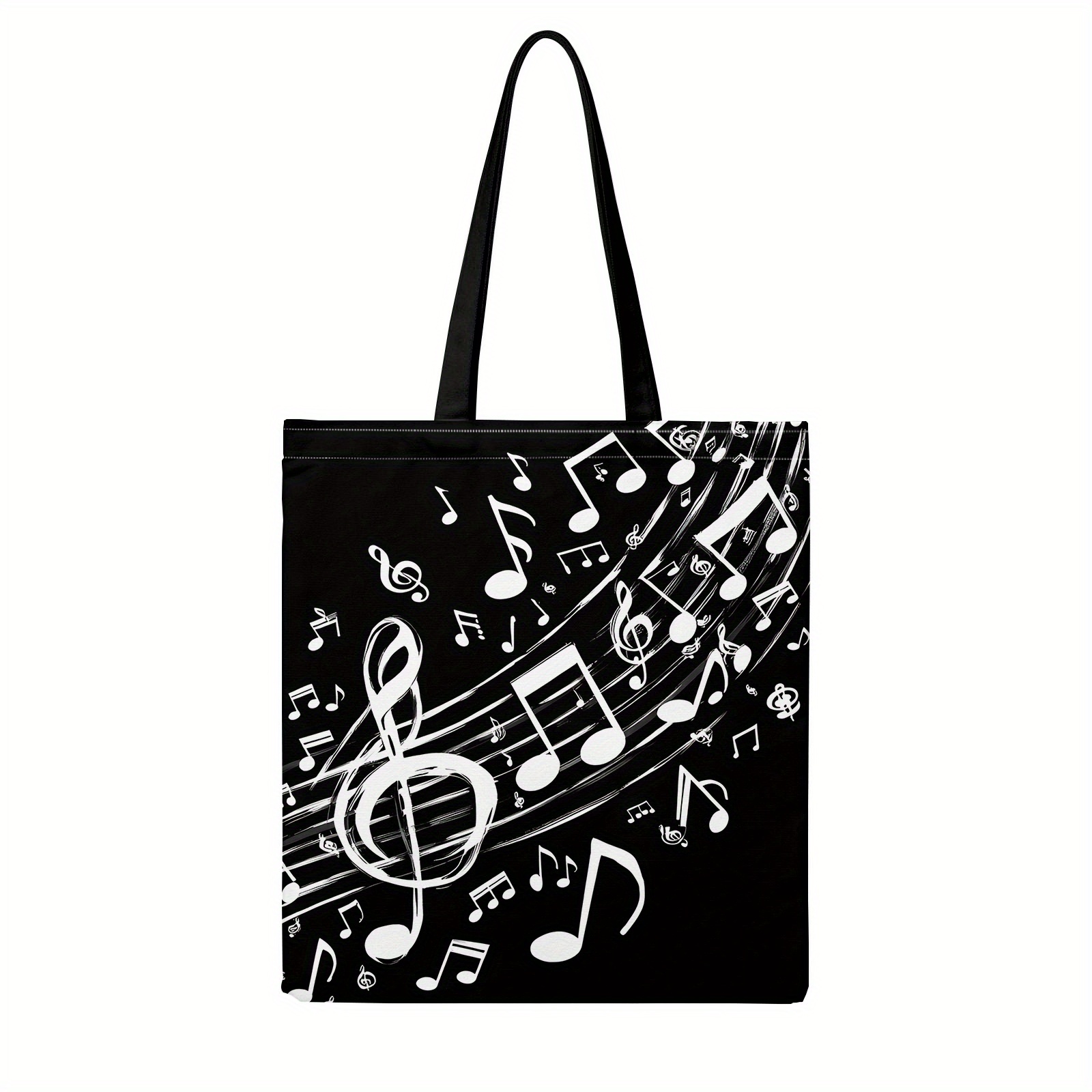 TEMU Bolsa tote de 1 pieza con de , bolsa de compras reutilizable de gran capacidad, bolso de con temática musical, adecuada para , conciertos y