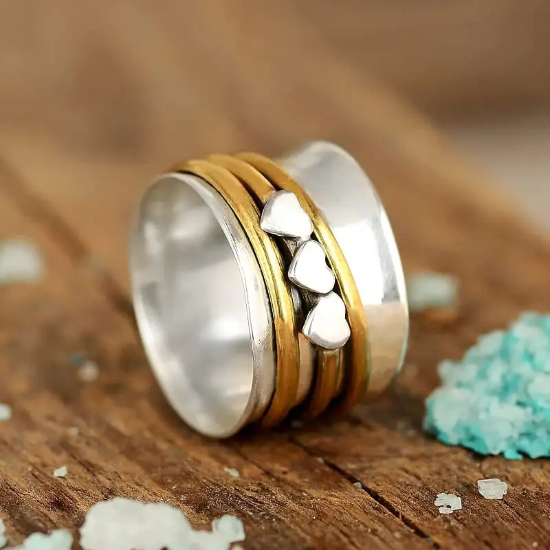 european and american peach heart two color female ring ring is very suitable for anniversaries and birthday gifts for parties and parties Product details 1