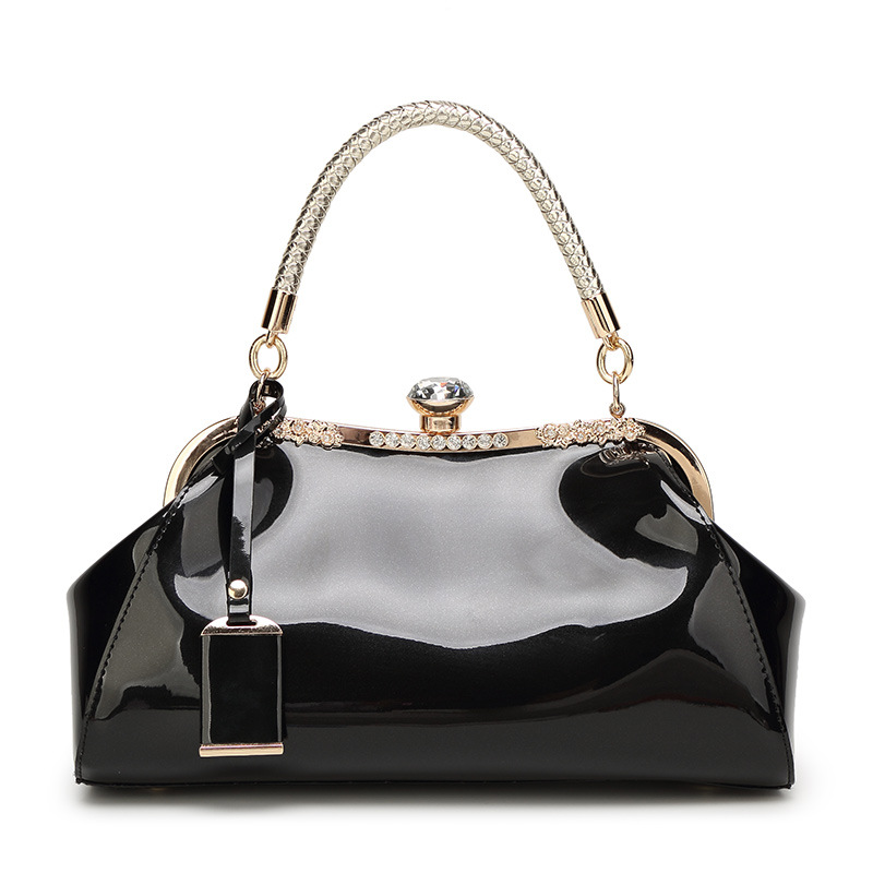 Image of Women's Glossy Large Crossbody Bag Suitable For Wedding & Commuting - Clip-/shoulder Handbag With Closure, Versatile Bridal Purse For Banquet Dress Matching, Material
