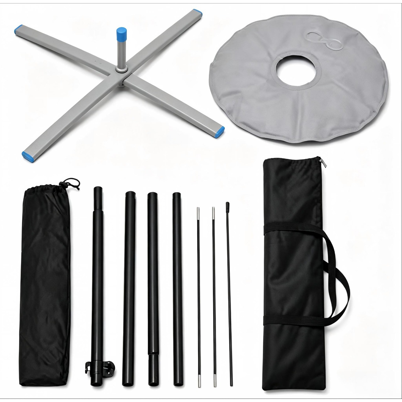 TEMU 1 Set 2.6m Portable Feather Flag Pole Set, Store Promotion Display Flagpole, Cross Base With Water Weight, Includes Storage Bag And Handbag, And