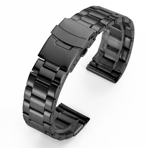 letvægts urrem i rustfrit stål 20mm 22mm, sølvfarvet & sort metal armbånd til mænd & damer, premium unisex rem