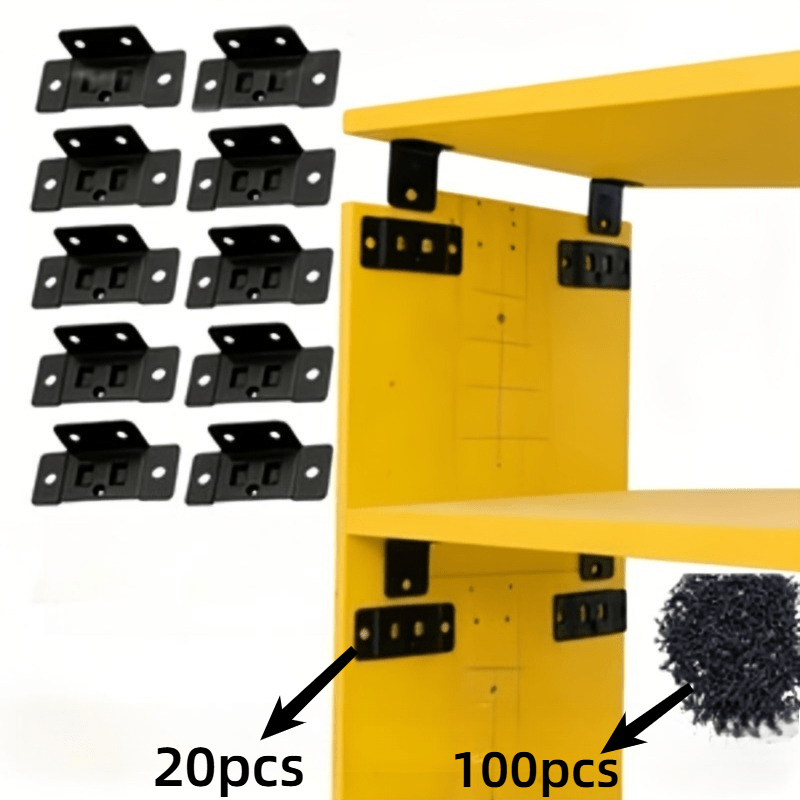 TEMU 120pcs Set 20 Corner Brackets + 100 Mounting Screws 1 Inserts For Metal Fasteners L-shaped 90 Degree Connectors, Suitable For Furniture Storage