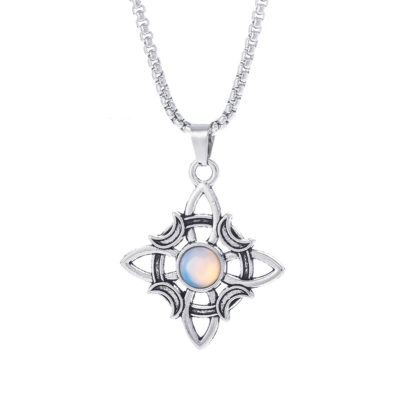 TEMU 1pc Vintage Alloy Necklace, Celtic Knot Pendant Jewelry, Silvery-tone Amulet Design, Suitable For Women And, Daily Wear, Birthday, Anniversary,