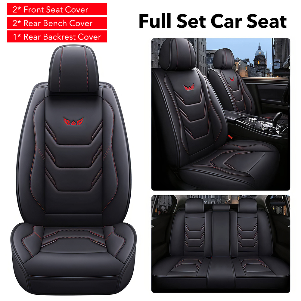 TEMU Pu Leather Seat Covers Full Set, 5 Seats Universal Seat Covers For Cars, Cushions, Front And Rear Seat Protectors, Seat Covers Fit For Most