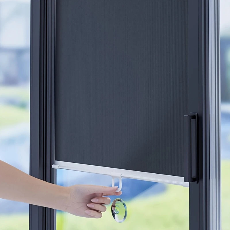 Punch-Free Suction Cup Blackout Curtain - High Quality 100% PVC Thermal Insulated Blackout Roller Shade, Design, Suitable for Kitchen, Bathroom And Car Windows, Modern Style, Blocks Light And Keeps Warm, Bedroom Privacy Screen | Smooth Texture