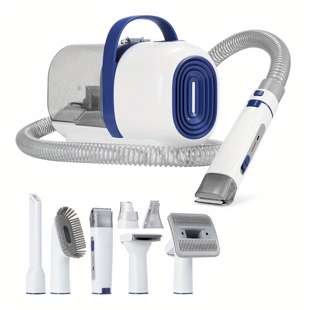 Pet Grooming Kit 7in 1 Kit Cat Dog Pet Hair Vacuum Blue