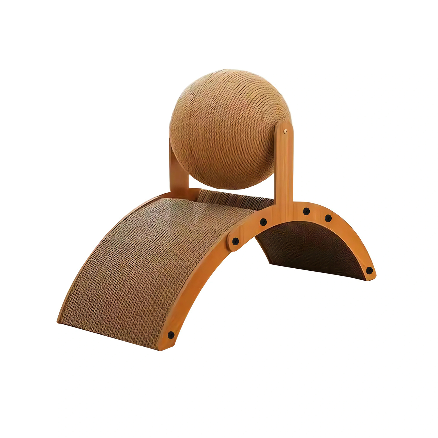 1 Pack Wooden Arch Cat Scratching Board Natural Sisal Rolling Ball Wear Resistant Scratcher Toy For Cat Grinding Claws