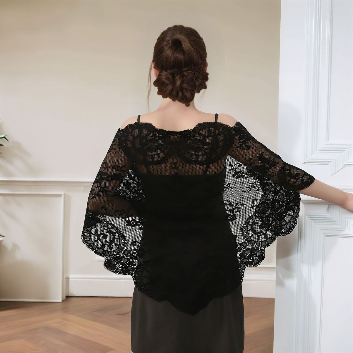 TEMU Sciarpa vintage in pizzo francese - Scialle e foulard multiuso per matrimoni, , uso | & Sciarpa a pieghevole antivento per abiti, lavabile in