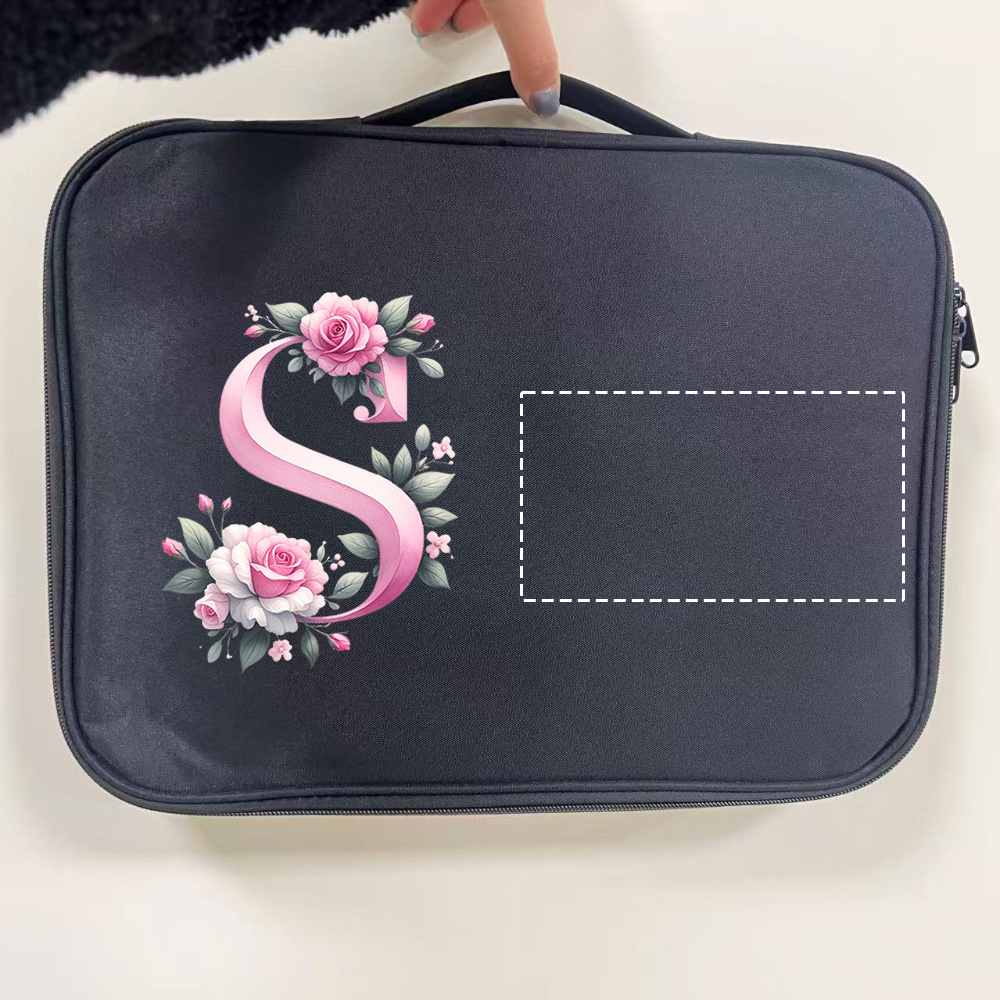 Custom Floral Initial Laptop Tote Bag with Monogram