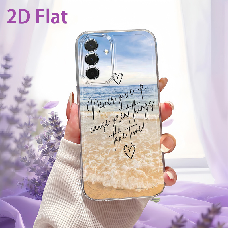 Etui za telefon - 2D ploski etui za telefon z angleškimi črkami in vzorcem plaže za Samsung Galaxy A03S A05S A06 A07 A13 A14 A15 A16 A17 A22 A