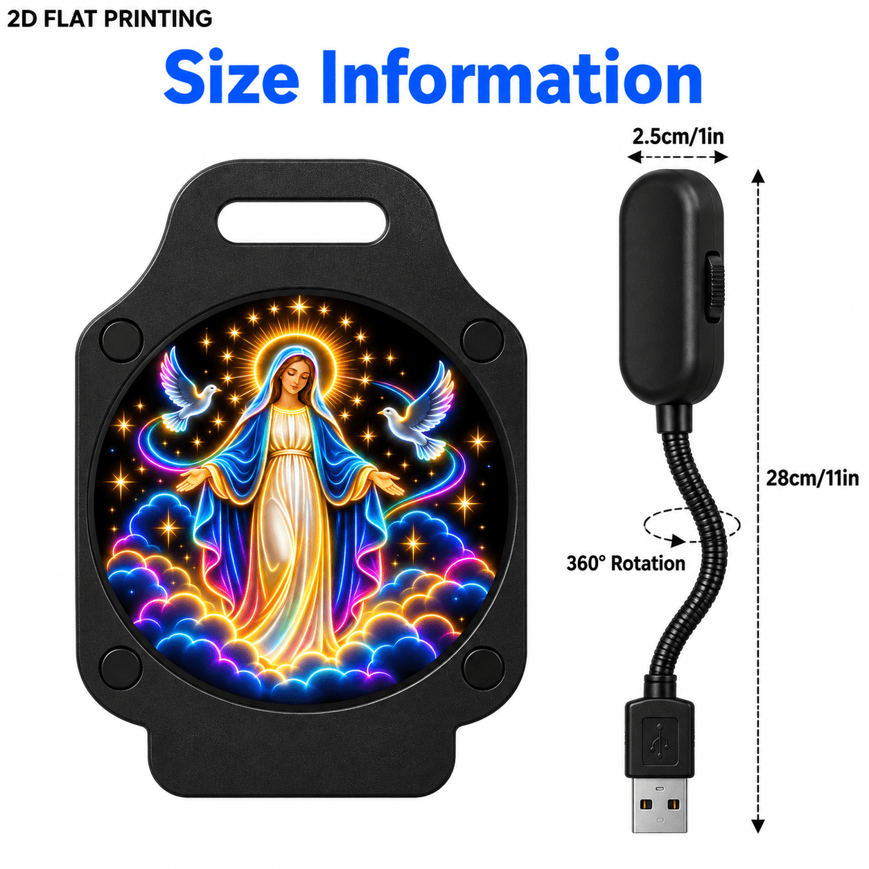 TEMU 1pc, Usb Plug And Play Projector Lamp (10.83inx0.98in), Mother Blue Robe, Christian Home Decor, Religious Wall Art, Faith Projection Light,