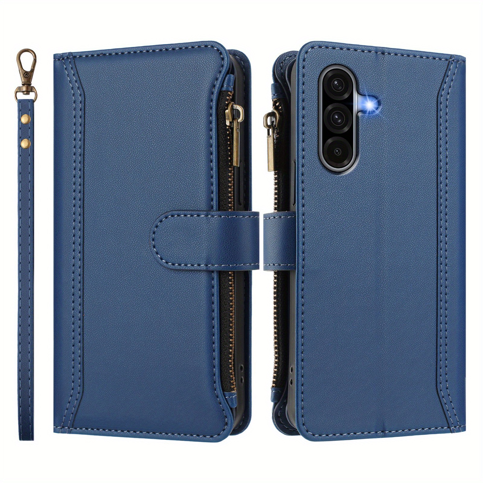 TEMU Nine-card Zipper Bag Mobile Phone Case Made Of High-quality Luxurious Synthetic Leather Pu, Stylish And Versatile With A Stand Function, Fully