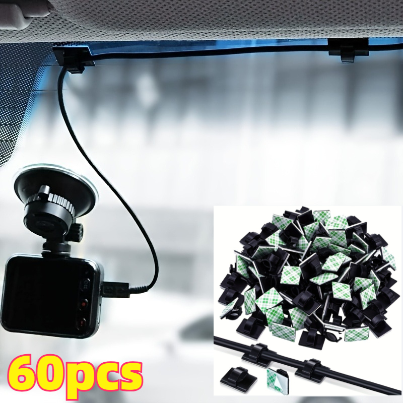 TEMU 60pcs Clips de câble adhésifs, Clips de fil, Gestion des câbles, Fixateurs de fil, Clips, Attaches de câbles, Clips de câble adhésifs - Clips de