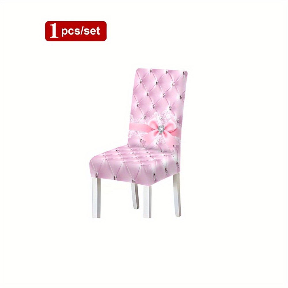 TEMU 1pc/2pcs/3pcs, Spring And Summer Themed , Soft Cover Design With Pink And White Lace And Diamond Buttons, Easy And Comfortable Chair Covers
