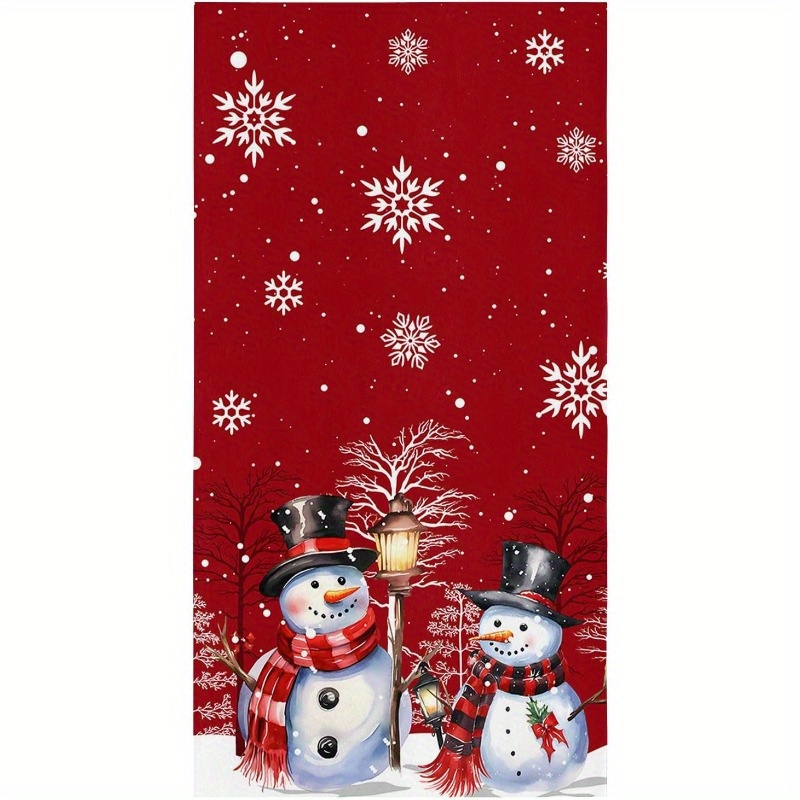 

Christmas Kitchen Towel Set - 18x26 Inch, Snowman & Designs, Absorbent Polyester Dish Cloths For Holiday Decor