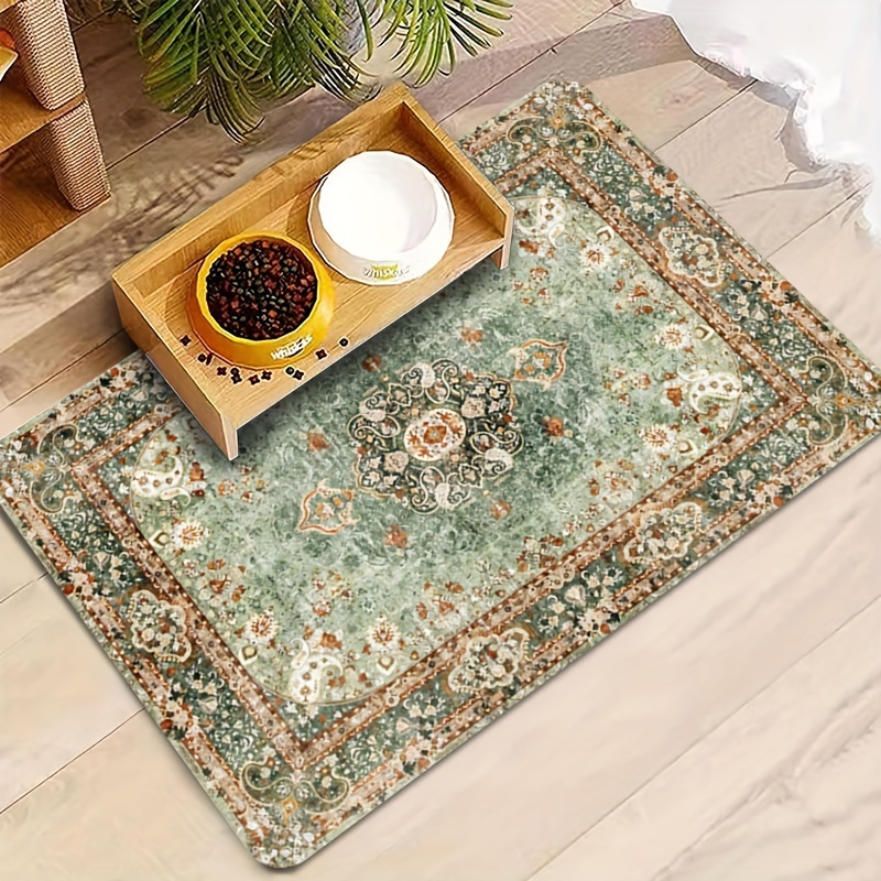 TEMU 1pc, Bohemian Style Pet Feeding Mat, Non-slip Rubber Material, Printed With Complex And Classical Floral Pattern, Suitable For Cat Litter Box