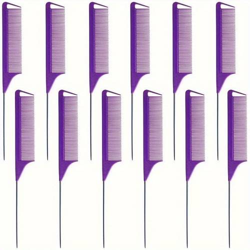 12pcs 24pcs rat tail comb with stainless steel heat resistant carbon fiber tooth hair styling hairdressing comb tools