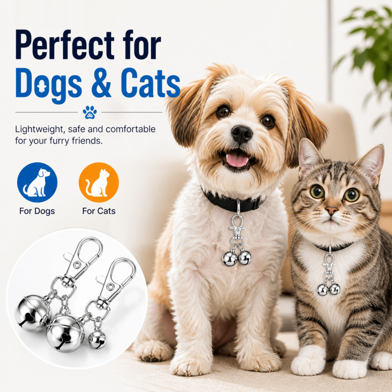 TEMU 1pc Cats And Dogs Universal Bell Hanging Loud Anti-lost Anti-lost Collar Hanging Key Chain Design Metal Clip Firm No-falling-off Bite-resistant