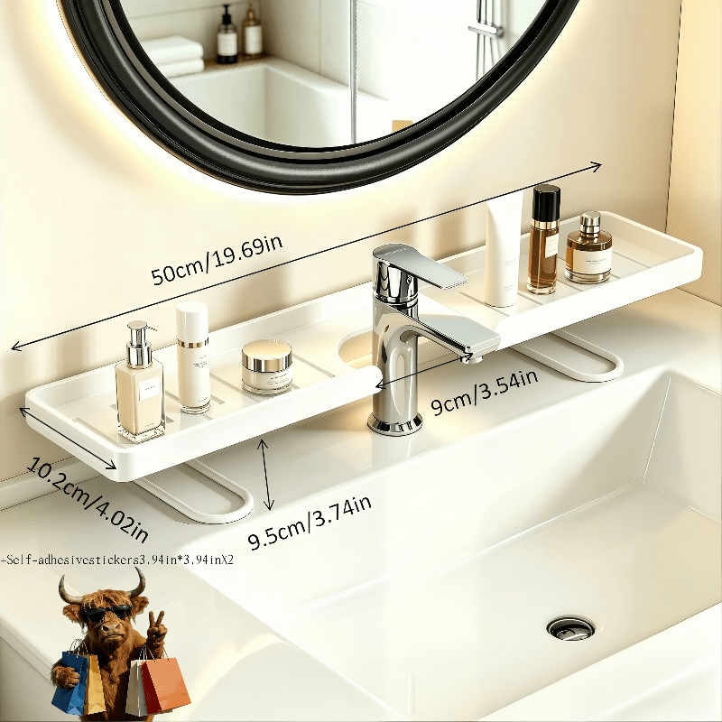 TEMU Bathroom Grooved Faucet Shelf, Standing Design, Enlarged Fit Most Faucets, Master Bedroom Bathroom Skincare Organizer, Suitable For Storing