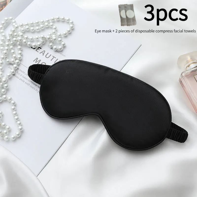 TEMU Blackout Sleep Eye Mask With Elastic Adjustable Strap Fits Head Sizes Without Causing Pressure; Blocks Ambient Light, Suitable For Office , ,