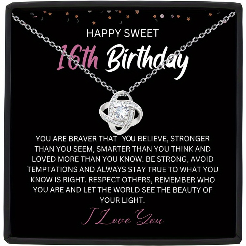 TEMU Love Knot Necklace In Gift Box - 16th Birthday Pendant Necklace For Daughter. Graduation Jewelry Gift. Elegant Keepsake. Milestones.christmas