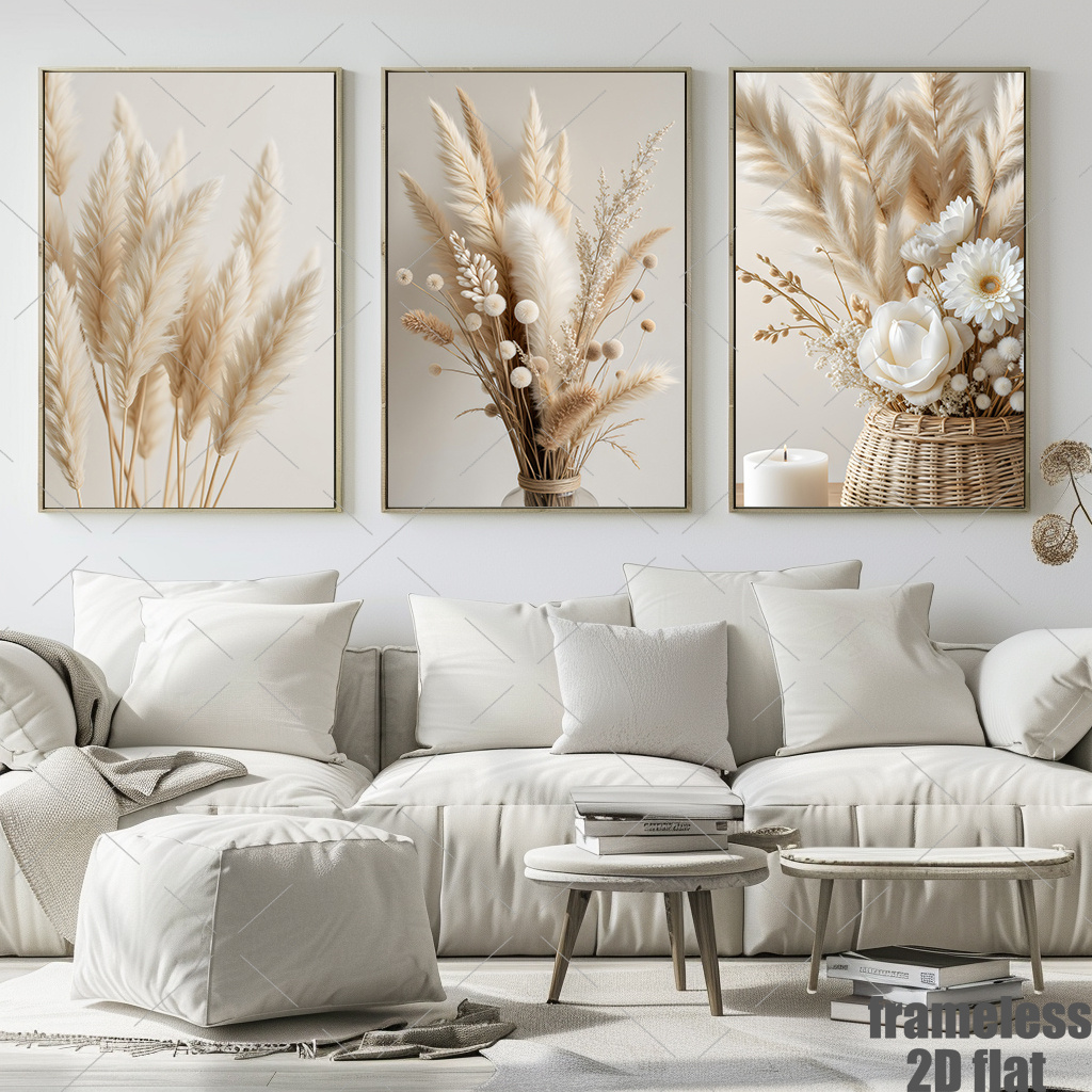 2d flat 3pcs canvas prints 2d flat frameless a   decorative painting set against a   background   a modern and minimalist atmosphere   suitable for decorating the living room television backdrop with a and te