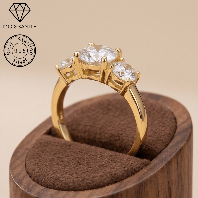 Men's Stylish 2/4 Carat Moissanite Golden Ring in 925 Silver
