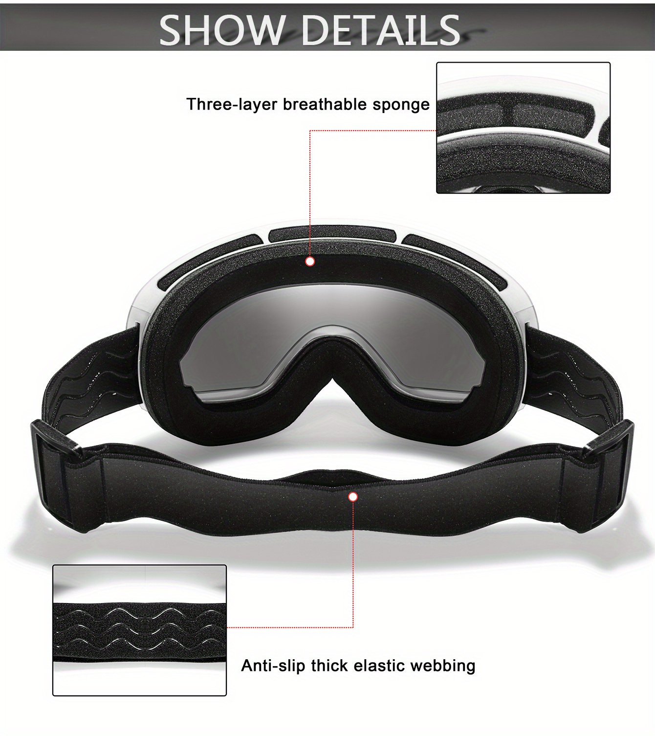 Winter Sports Outdoor Snowboarding Skiing Snow Skiing Goggles TPU Frame Men'S Women'S Teenagers Available, Free Night Vision Lens/Myopia Frame/Goggle One Each