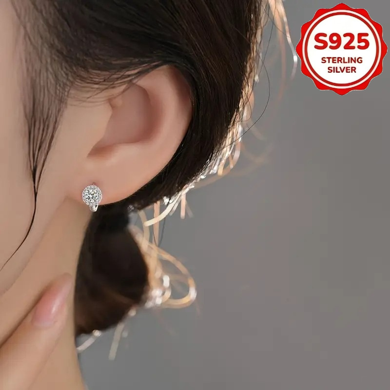hypoallergenic sunflower moissanite earrings 925 sterling silver   stud earrings for daily   beach party Product details 4