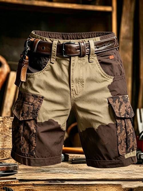 mens printed cargo shorts no belt cargo pants a rugged masculine for casual summer wear suitable for outdoor activities travel and everyday occasions