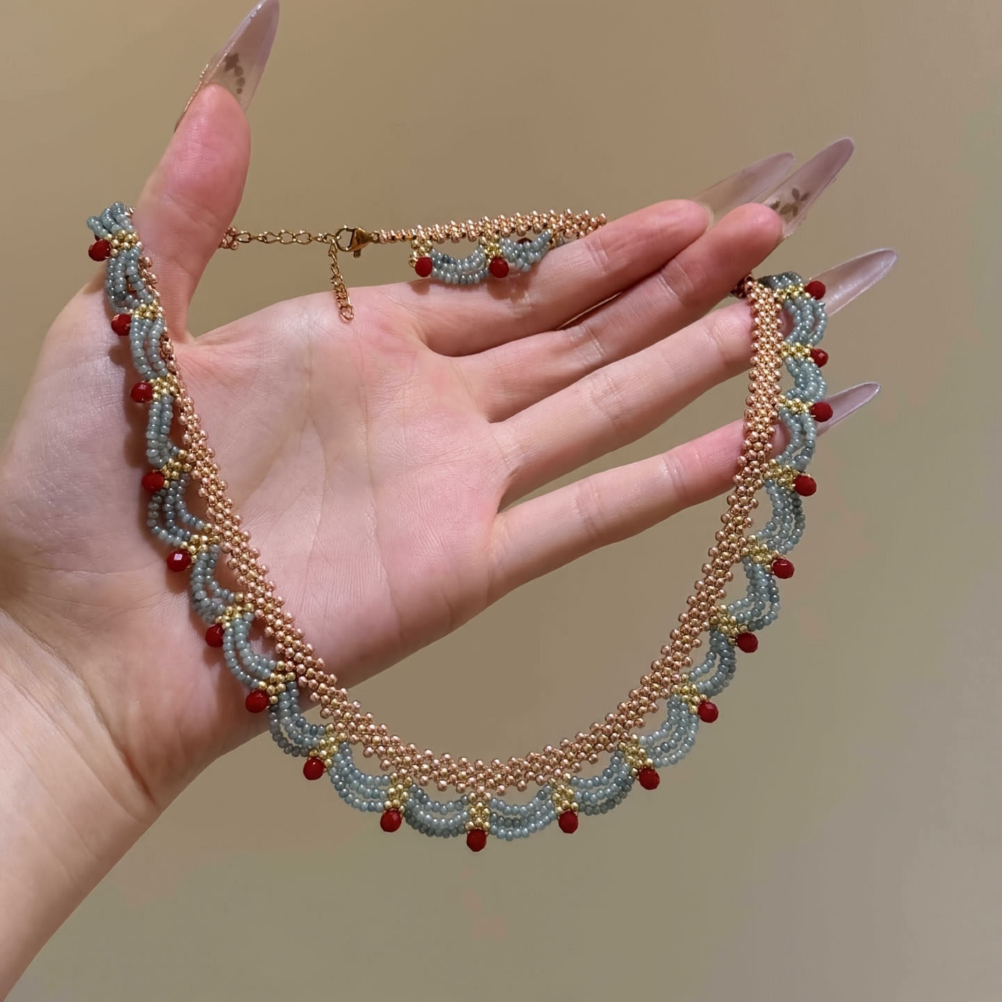 TEMU Beaded Necklace For Men Women, Blending Vintage And Bohemian Styles Into A Short Necklace, Perfect As A Christmas Gift Or Women's Jewelry