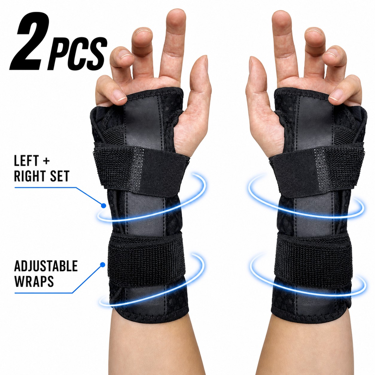 TEMU 2pcs/1 Paire de poignets réglables avec à ouverte, attelle de soutien respirante pour avec double sangles, stabilisateur de poignet confortable