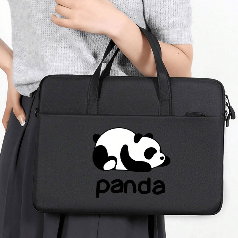 TEMU For Panda Large Capacity Laptop Briefcase With Zip Closure, Adjustable Strap & Ergonomic Handle - Spacious Laptop Bag Suitable For Essentials,