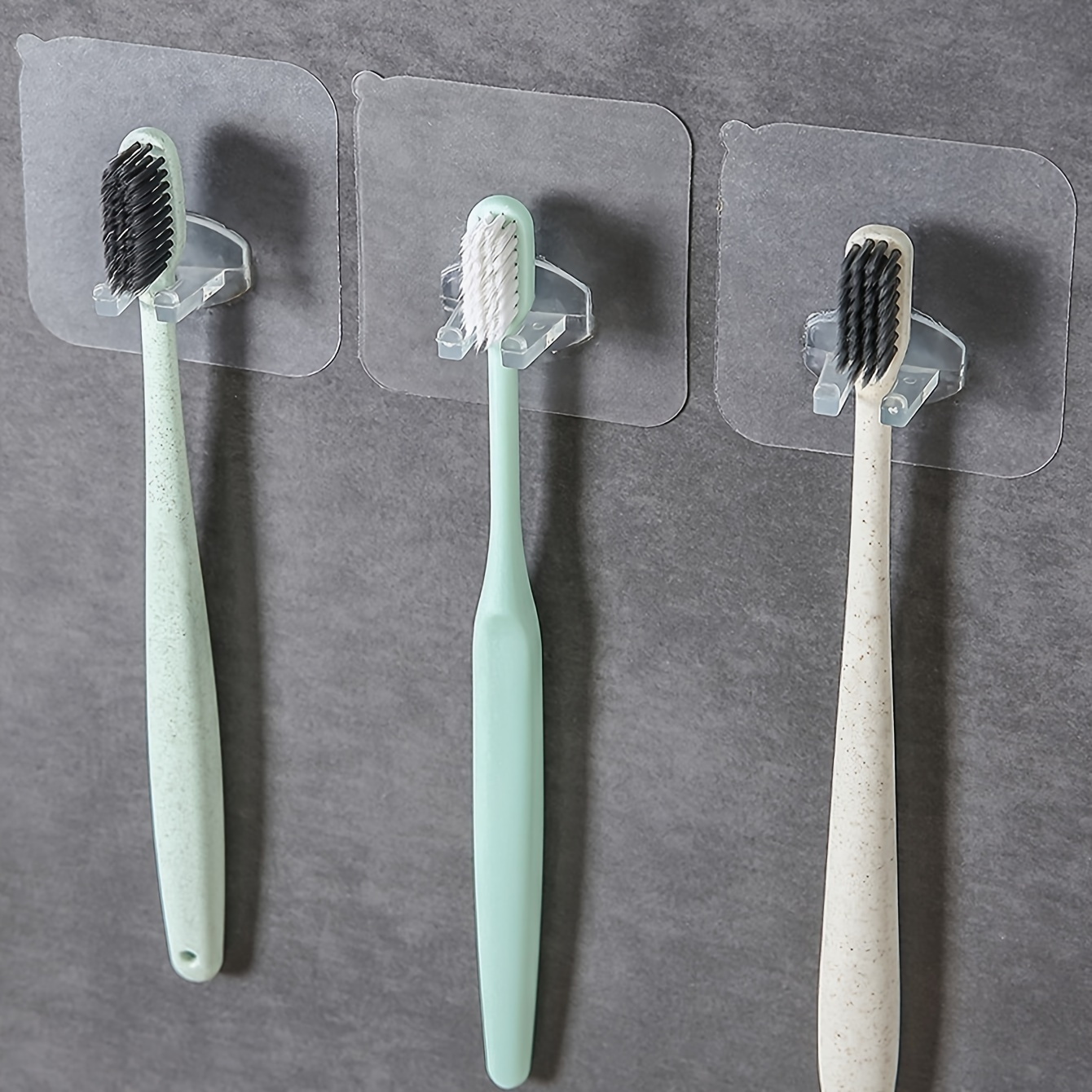 

4pcs Crochets de Porte-Brosse à en Plastique Transparent, Montage Perçage, Étagère de Rangement Multifonctionnelle pour Salle de Bain, Organisateur de Brosse à