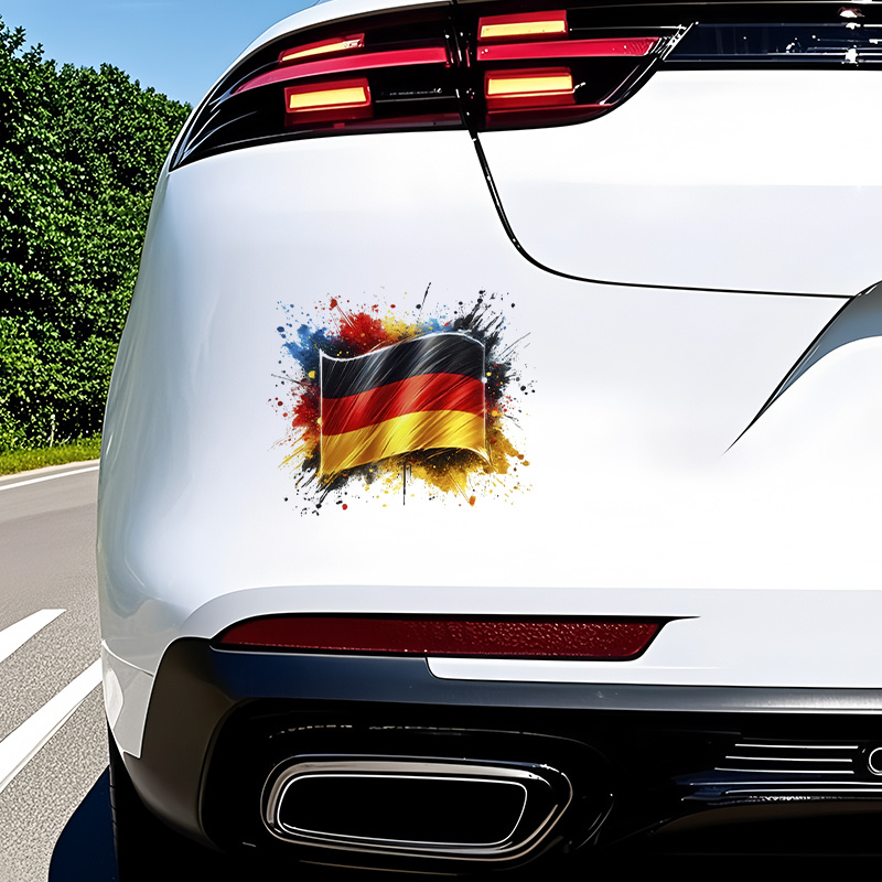 Image of Car Decals Are Adhesive Stickers That Feature Graffiti Art Of The German Flag And Affixed To The Rear Of Cars, Bikes, Trucks, Walls, Glass Surfaces, Metal, And Ceramic Items