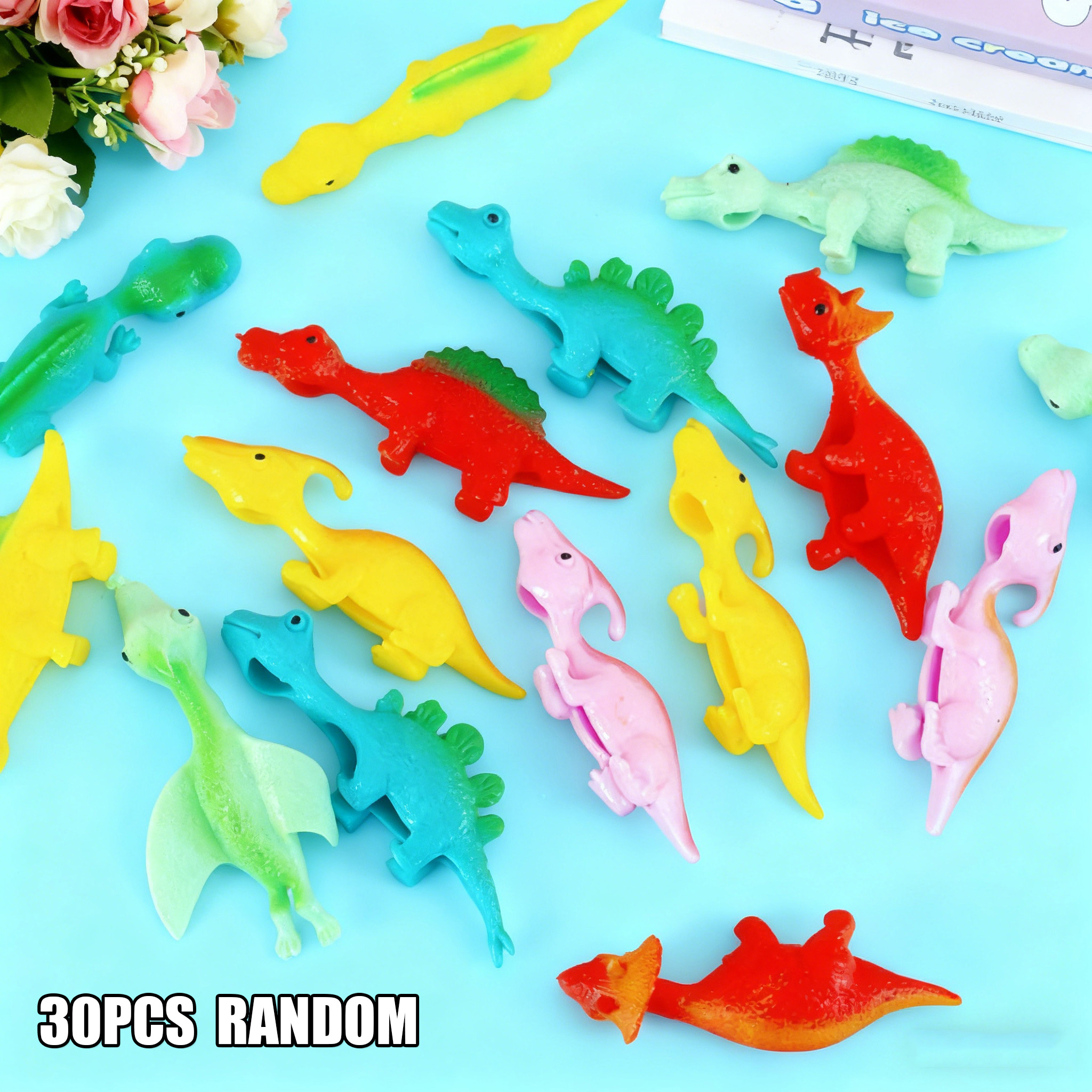 TEMU 30 catapultes à doigts dinosaures | Lance- à doigts en caoutchouc dinosaures pour enfants, parfait pour cadeaux de fête, prix de classe, jouets