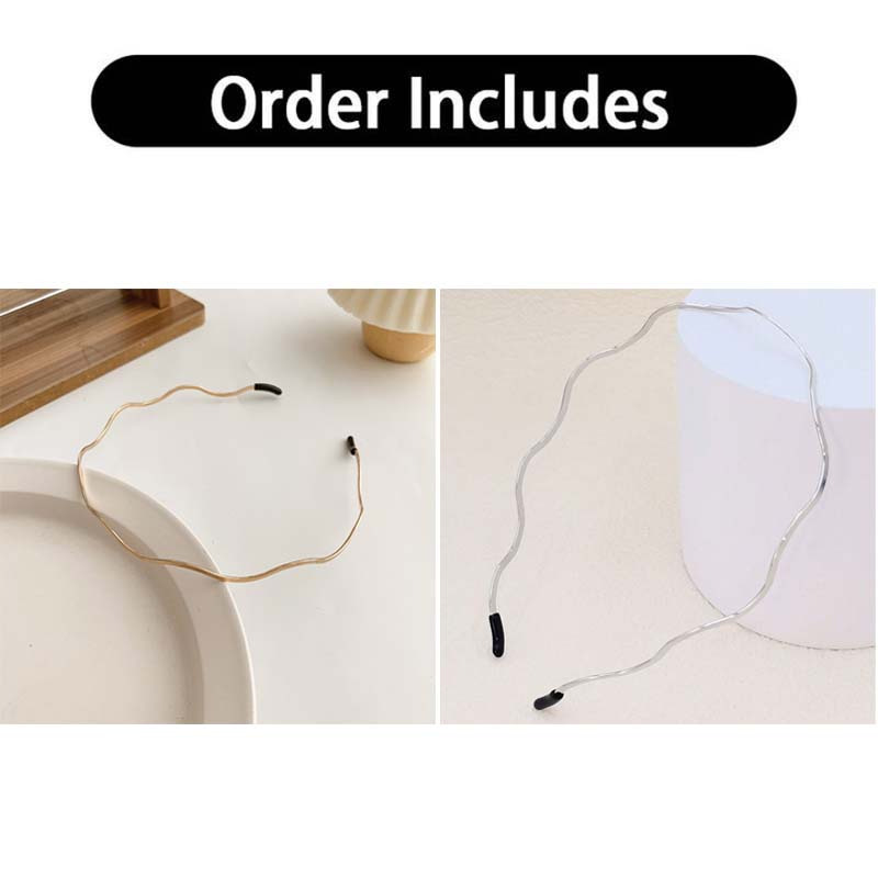 2 Minimalist Elegant Wave Hairbands | Non-slip Face Washing Headbands, Versatile For Daily & Fashion Styling, Comfortable Press Hair Accessories To Casual Looks For Women, Alloy Material